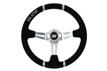 SLIDE steering wheel 350 mm suede silver - 90 mm offset 