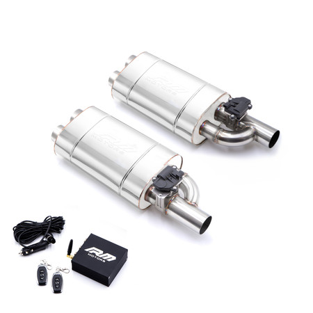 Set of straight-through mufflers with electric valve EV03 76/350/LP