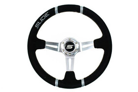 SLIDE steering wheel 350 mm suede silver - 90 mm offset 