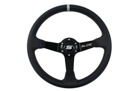 Sport steering wheel SLIDE 350mm offset:90mm Carbon Silver Strip