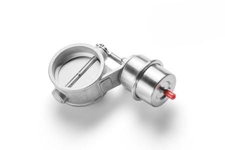 Free flow muffler with vacuum valve E400 63/300/L