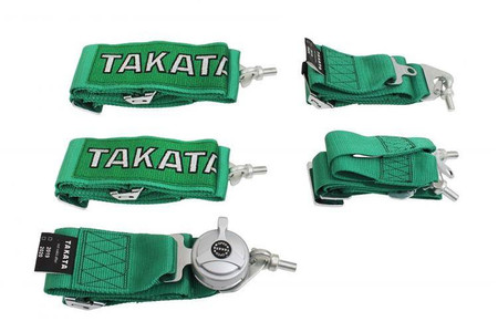 Pasy sportowe 6-punktowe 3" zielone – Takata Replica, harness