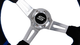 SLIDE steering wheel 350 mm leather blue - 90 mm offset 