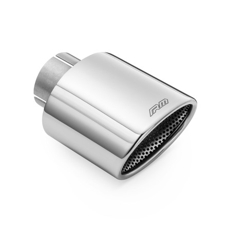 Oval rounded slant exhaust tip stainless steel polished KOZP77/100/50DP with clamp