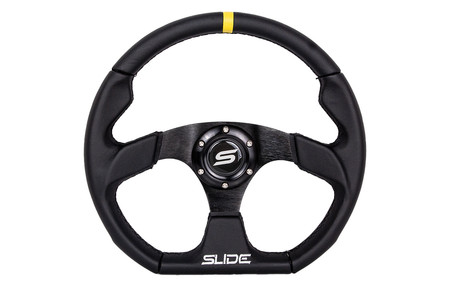 SLIDE steering wheel 350 mm leather yellow - 25 mm offset 