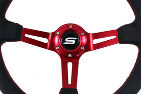 SLIDE steering wheel 350 mm leather red - 90 mm offset 