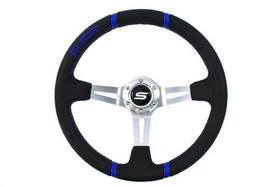 SLIDE steering wheel 350 mm suede blue - 90 mm offset 