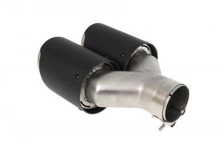 Dual exhaust tip 2×101 mm, inlet 65 mm – carbon, size L
