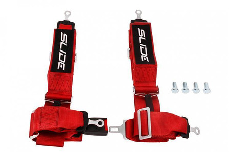 Racing seat belts SLIDE 4p 3" red