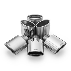 Oval rounded slant exhaust tip stainless steel polished KOZP77/100/63 with clamp