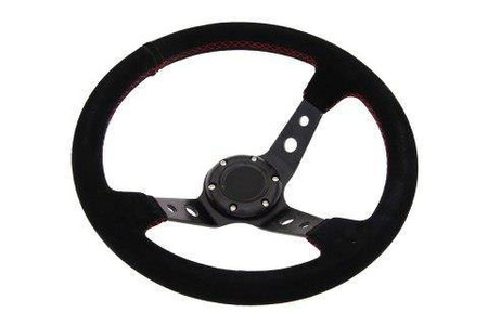 Kierownica sportowa PRO 350 mm czarna zamszowa – offset 80 mm