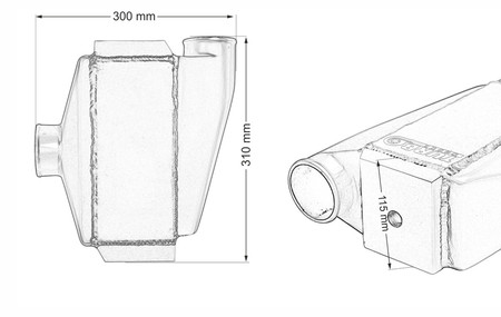 Water Intercooler 255x115x115 3" 1x90° 1x0°