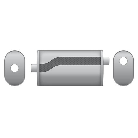 Sport Performance Exhaust Muffler EM002 Elliptical – Embossed, Universal, Stainless Steel T304