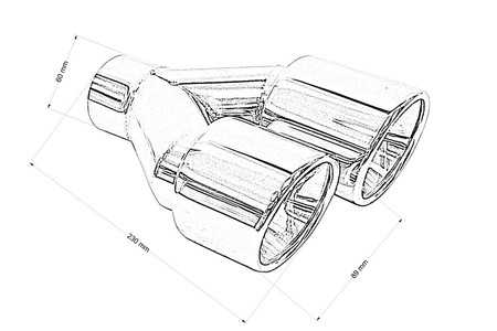 Podwójna końcówka tłumika 2×89 mm, wejście 60 mm – polerowana, prawa