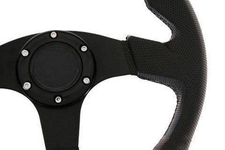 Kierownica sportowa PRO 350 mm czarna skórzana – offset 0 mm