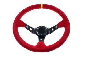 Kierownica sportowa PRO 350 mm czerwona zamszowa – offset 80 mm