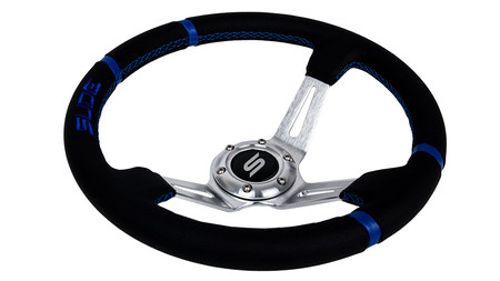 SLIDE steering wheel 350 mm leather blue - 90 mm offset 