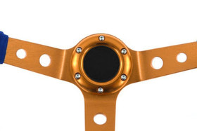 Kierownica sportowa PRO 350 mm niebieska zamszowa – offset 80 mm