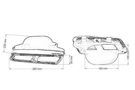 Exhaust tip 285×80 mm, inlet 160×100 mm – Mercedes W212