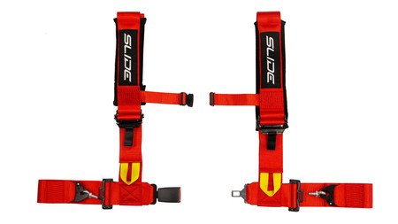 Racing seat belts SLIDE V2 red 4p 3" E4