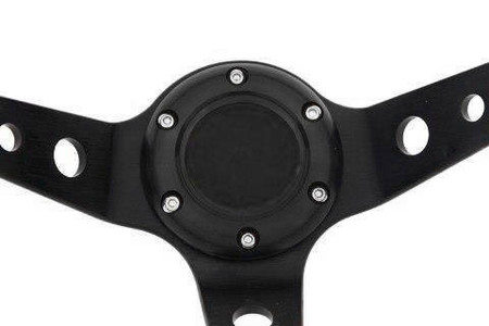 Kierownica sportowa PRO 350 mm czarna skórzana – offset 80 mm