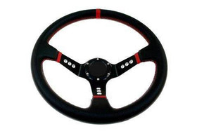 Kierownica sportowa PRO 350 mm czarna skórzana – offset 80 mm