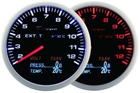 Zegar 60mm 4w1 Temperatura Spalin/Volt/Ciśnienie Oleju/Temperatura Depo WA