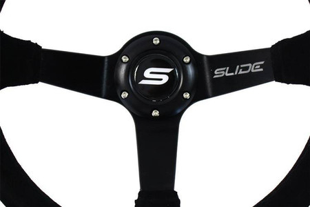 Kierownica SLIDE 350 mm zamszowa offset 90 mm Yellow Strip