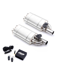 Set of straight-through mufflers with electric valve EV03 76/350/LP