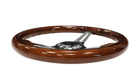 Kierownica 350 mm – drewno, srebrna  
