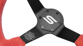 SLIDE steering wheel 350 mm suede red - sport, 90 mm offset 