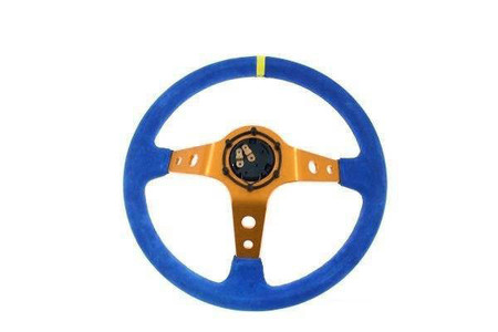 PRO sport steering wheel 350 mm blue suede – 80 mm offset