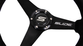 SLIDE steering wheel 350 mm suede yellow - 20 mm offset 