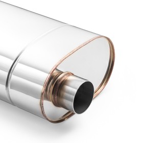 Sport Performance Exhaust Muffler E007 Elliptical – Embossed, Universal, Stainless Steel T304