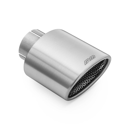 Oval rounded slant exhaust tip stainless steel satin KOZS77/100/63DP with clamp