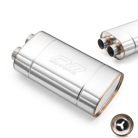 Sportowy Tłumik Przelotowy E010 Eliptyczny – Przetłoczony, Uniwersalny, Stal Kwasoodporna T304