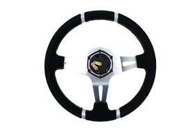 SLIDE steering wheel 350 mm suede silver - 90 mm offset 