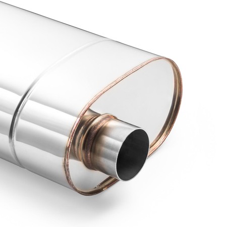 Sport Performance Exhaust Muffler E003 Elliptical – Embossed, Universal, Stainless Steel T304