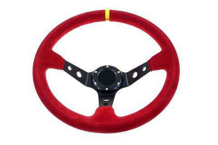 Kierownica sportowa PRO 350 mm czerwona zamszowa – offset 80 mm