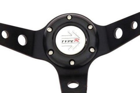 Kierownica sportowa PRO 350 mm żółta carbon – offset 80 mm