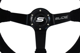 Kierownica SLIDE 350 mm zamszowa offset 90 mm Yellow Strip