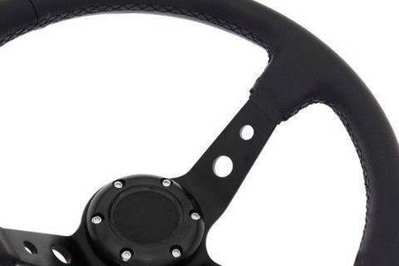 Kierownica sportowa PRO 350 mm czarna skórzana – offset 80 mm