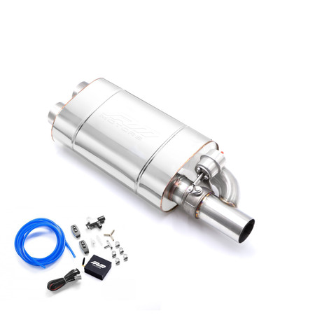 Set of straight-through mufflers with vacuum valve EV03 76/300/P/LP