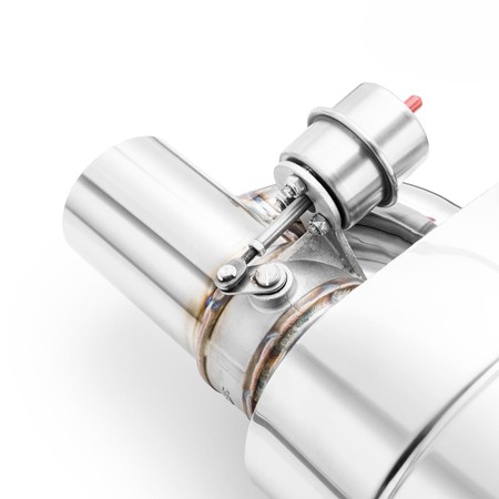 Free flow muffler with vacuum valve E400 63/300/L