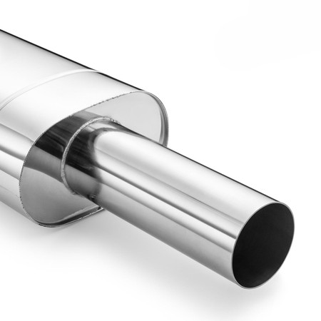 Universal elliptical muffler E208 90R 50 with embossing