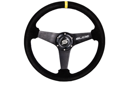 SLIDE steering wheel 350 mm suede yellow - 20 mm offset 