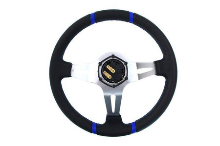 SLIDE steering wheel 350 mm suede blue - 90 mm offset 