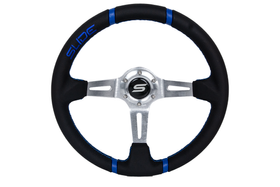 SLIDE steering wheel 350 mm leather blue - 90 mm offset 
