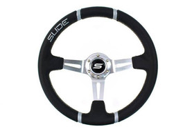 SLIDE steering wheel 350 mm leather silver - 90 mm offset 