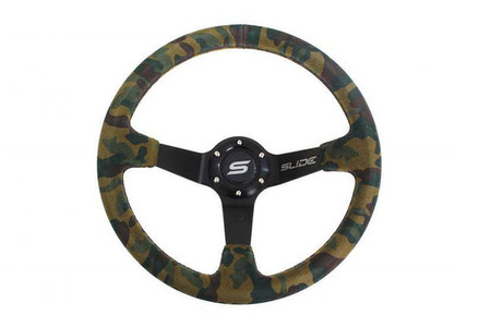 SLIDE steering wheel 350 mm suede camo - 80 mm offset